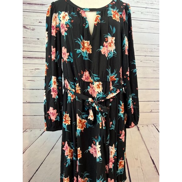 Torrid Mini Challis Floral Print Plus Size 1X  High Low Shirt Dress Tie Waist - Picture 11 of 13
